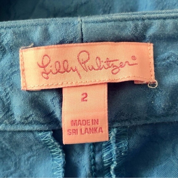 Lilly Pulitzer Kelly Textured Skinny Ankle Pants Light Blue Size 2 Flawed - Picture 4 of 7
